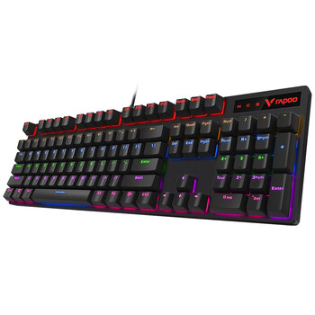 雷柏（Rapoo）V500PRO 有线背光机械键盘 104键全尺寸游戏电竞笔记本电脑多媒体办公吃鸡全键无冲键盘 红轴