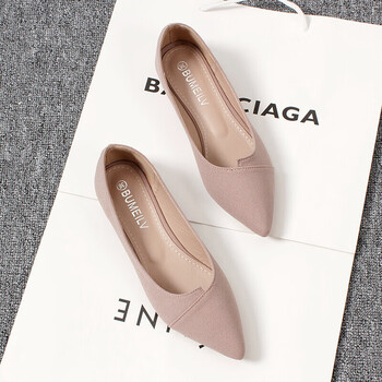 女生平底单鞋豆豆鞋四季女士春夏季穿的软底浅口尖头工作女鞋黑色大