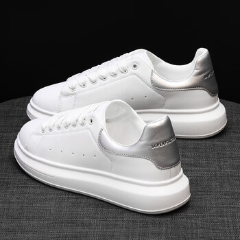 顿麦崐男女鞋春季新款白色板鞋男士铭小白鞋潮流百搭潮男设鞋 026银色
