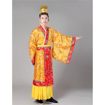 皇帝龙袍的衣服装古装唐朝男皇上太子秦朝秦王汉武帝楚王演出 金色