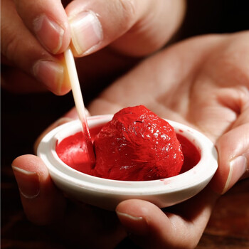 漢墨 百年墨宝霞光印泥30g 朱砂手印篆刻印章用红色书画书法印泥盒 文房四宝送礼锦盒装