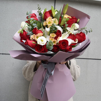 摩兽鲜花速递香槟玫瑰香水百合康乃馨花束生日礼物全国同城送花上门北京重庆郑州长沙苏州合肥石家庄成都天津邂逅 19朵红玫瑰 6朵百合花束 图片价格品牌报价 京东