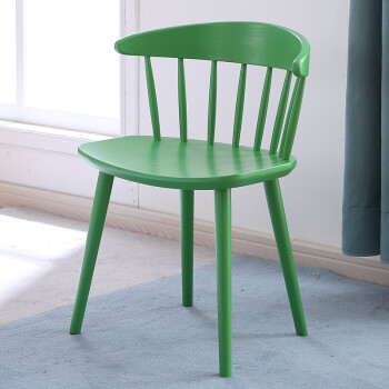 致泽北欧家用实木餐椅子 现代简约书房餐厅靠背扶手椅 日式复古温莎椅 绿色