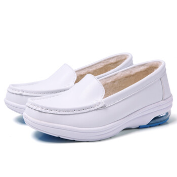 支持鸿星尔克气垫白色护士鞋女软底透气防臭厚底增高防滑医护鞋8022大