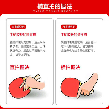 红双喜（DHS）乒乓球拍六星横拍H6002进攻型双面反胶单拍附拍套