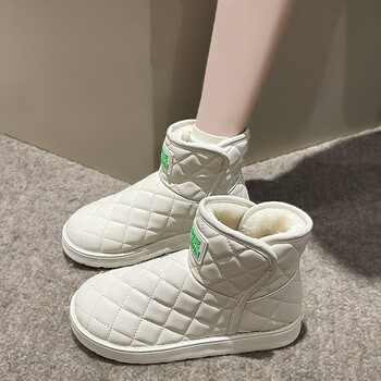 轩名媞雪地靴女冬季加绒加厚东北大棉鞋女皮毛一体白色短筒户外防寒棉