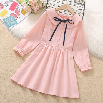 女童连衣裙春装2022新款洋气韩版学院风公主裙儿童小女孩纯棉裙子粉色