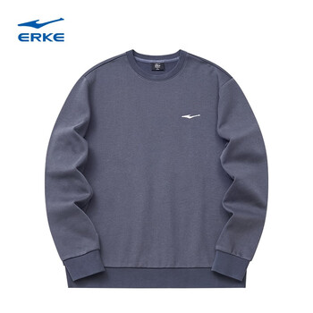 鸿星尔克(erke)卫衣男秋冬加厚舒适户外休闲运动上衣套头衫 陌境蓝