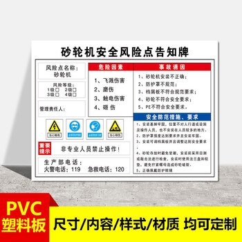 砂轮机告知卡砂轮机警示标识牌警告标志安全点告知牌危险源措施工厂
