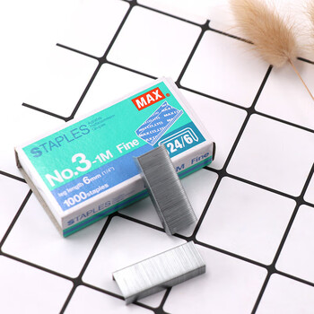 MAX美克司24/6易穿透订书针HD-50系列专用钉3#针 1000枚/盒 No.3-1M 4盒装