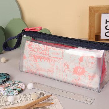 三木（SUNWOOD）二次元高透PVC动漫笔袋设计铅笔盒小众大容量文具盒收纳袋 6102 墨色