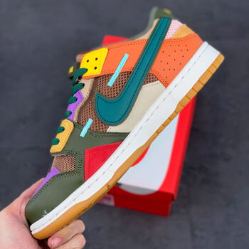 低帮休闲鞋虎纹腰果花缝合怪联名鞋子 彩色拼接缝合怪db0500 花里胡哨