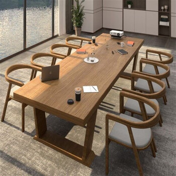 雯珊简约现代实木会议桌椅组合大型办公室多人洽谈开会桌子长条工作