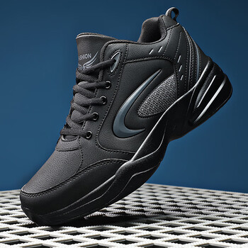 黑色皮面工作防滑旅游爸爸休闲运动鞋男士中年大码鞋子 725黑色(单鞋)