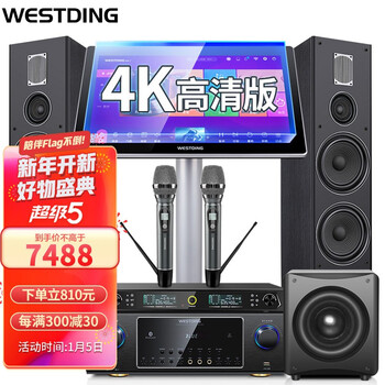 威斯汀飞扬一号家庭影院ktv音响套装家用卡拉ok点歌机一体机卡包音箱大功率功放豪华舞台设备 飞扬一号+388+K51+点歌机+W-12低音炮