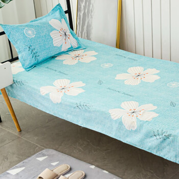 良至床单单件学生宿舍上下铺被单寝室091米床单人床单湖蓝色蓝花普通