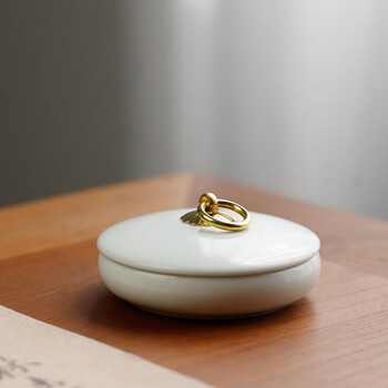 漢墨 慕白防干墨碟 陶瓷防蒸发不干墨初学者火锅砚台带盖 文房四宝毛笔书法笔洗墨池