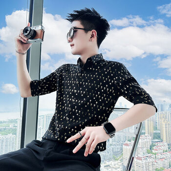 runninghigh品牌男士衬衫2023夏季新款商务休闲衬衣男易打理衬衫潮流