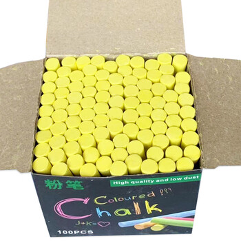 御杰黄色粉笔100支儿童涂鸦笔无尘无毒粉笔绿板黑板报专用彩色粉笔教师教学专用