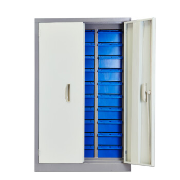 震岙屉式铁盒零件柜工具柜防静电柜电子元件柜螺丝柜钥匙柜 30抽带门蓝色盒