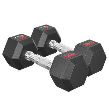 诚悦包胶哑铃男女士六角家商用专业健身房实心钢制器材组合套装5KG*2
