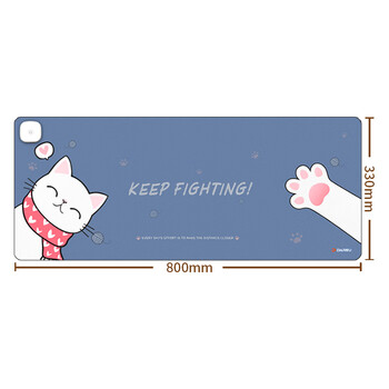 达尔优（dareu）800*330*1.8mm猫咪快速发热鼠标垫大号 智能加热电脑键盘暖手书桌垫 蓝色