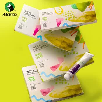 马利(Maries)水彩颜料盒装24色12ml 内部小盒6支划分便携学生儿童水彩绘画套装 膏体细腻色彩饱和W-1342美术写生
