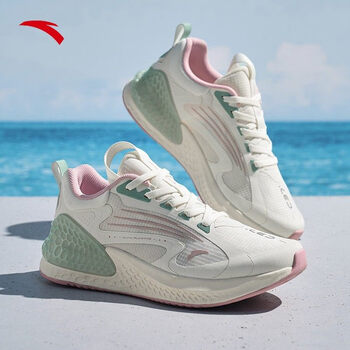 缓震软弹2023夏季舒适透气运动鞋潮流百搭女跑鞋 象牙白/藕灰/豆绿-1