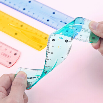广博（GuangBo）20cm软直尺办公学生学习文具绘图尺子 单把装颜色随机H05015 透明考试专用