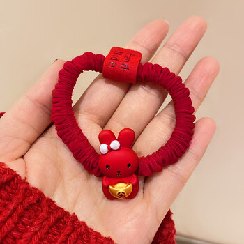阿可喏斯2023兔年本命年红色小兔子头绳发圈过年新年头饰发绳喜庆过