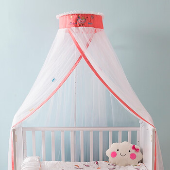 远嘉妮婴儿床蚊帐罩宝宝防蚊罩新生儿儿童帐篷游戏屋蒙古包落地支架粉