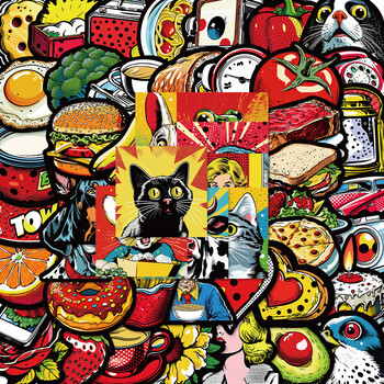 100张美式复古高颜值贴纸ins小众高级感笔记本电脑手机行李箱贴画 50