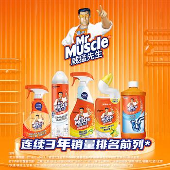威猛先生（Mr Muscle）油污清洁剂650g+650g*3瓶替换装 厨房重油污净 厨房餐厅油烟净