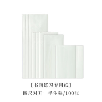 一得阁书画练习纸半生半熟初学者毛笔字练习用纸文房四宝笔墨纸砚书画练习专用纸四尺对开半熟/100张