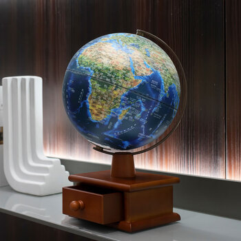 FUNGLOBE朋宸地球仪20cm海沟款小号学生用珠宝收纳盒3D立体浮雕智能AR益智启蒙家居摆件卧室书房台灯中英文