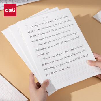 得力（deli）3本16K/20张英语信纸稿纸加厚80克笔记本本子草稿纸文稿纸BF3433