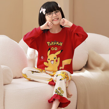 秋冬女睡衣卡通纯棉少女学生家居服女童纯棉长袖睡衣春秋季可爱女孩两