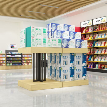 雅漫琳超市牛奶堆头展示架台工字堆饮料奶堆礼品粮油货架陈列地 堆头