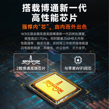 Tenda腾达W30E AX3000 5G双频千兆企业级家用商用高速无线路由器 WiFi6穿墙金属壳体/简易防火墙