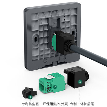 万级 超六类网线插座 非屏蔽网络面板一位单口86型 超6类电脑水晶头插孔万兆免打模块1-144075灰色 万级 超六类网线插座 非屏蔽网络面板一位单口86型 超6类电脑水晶头插孔万兆免打模块1-144075灰色