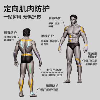 京东京造 肌肉贴弹性胶布运动绷带内效贴膝盖脚踝背部腹部防拉伤胶带 淡黄