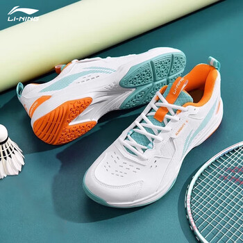 李宁（LI-NING）羽毛球鞋全能王V男女同款减震训练鞋白/浅松绿AYTT001-2 白/绿 43