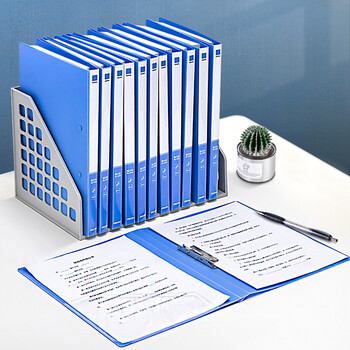 得力（deli）10只A4金属单强力夹文件夹 办公用品插页袋合同标书档案大容量试卷资料夹诗朗诵夹板 办公27018