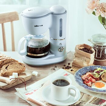 小熊（Bear）咖啡机 家用滴漏式全自动迷你小型咖啡粉泡茶两用办公室煮茶机KFJ-A06K1--天蓝色