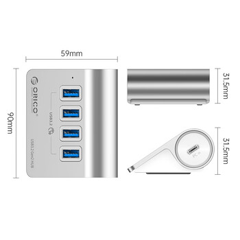 奥睿科（ORICO）USB3.2扩展坞Gen2分线器拓展集线器10Gbps转换hub桌面延长线适用于苹果macbook M3U4-G2