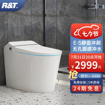 瑞尔特 R&T 智能马桶一体机等离子杀菌自动翻盖带水箱无水压限制静音脚感即热冲洗烘干除臭智能坐便器 时尚居家款A8 305坑（手动翻盖）