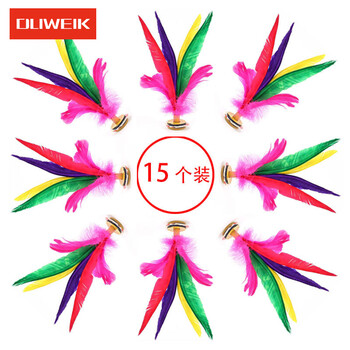 杜威克 毽子大号鹅毛羽毛彩色比赛毽球牛筋底花键儿童毽子15个装 杜威克 毽子大号鹅毛羽毛彩色比赛毽球牛筋底花键儿童毽子15个装