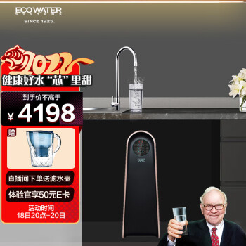怡口净水(ECOWATER)净水器家用直饮厨房台下RO反渗透纯水机大流量省空间改善口感ERO265-3自营600G