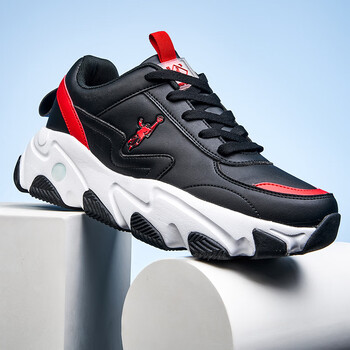 乔丹格兰joedongolan运动鞋男春秋款厚底防滑耐磨防水皮面跑步鞋低帮