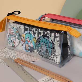 三木（SUNWOOD）二次元高透PVC动漫笔袋设计铅笔盒小众大容量文具盒收纳袋 6102 墨色